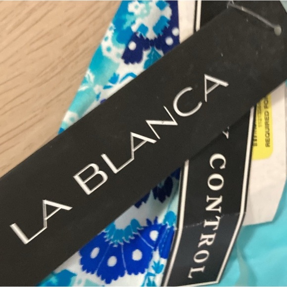 NWT La Blanca Size 10 Blue and Orange One Piece Swimsuit w/ Plunging V-Neckline - Picture 10 of 12